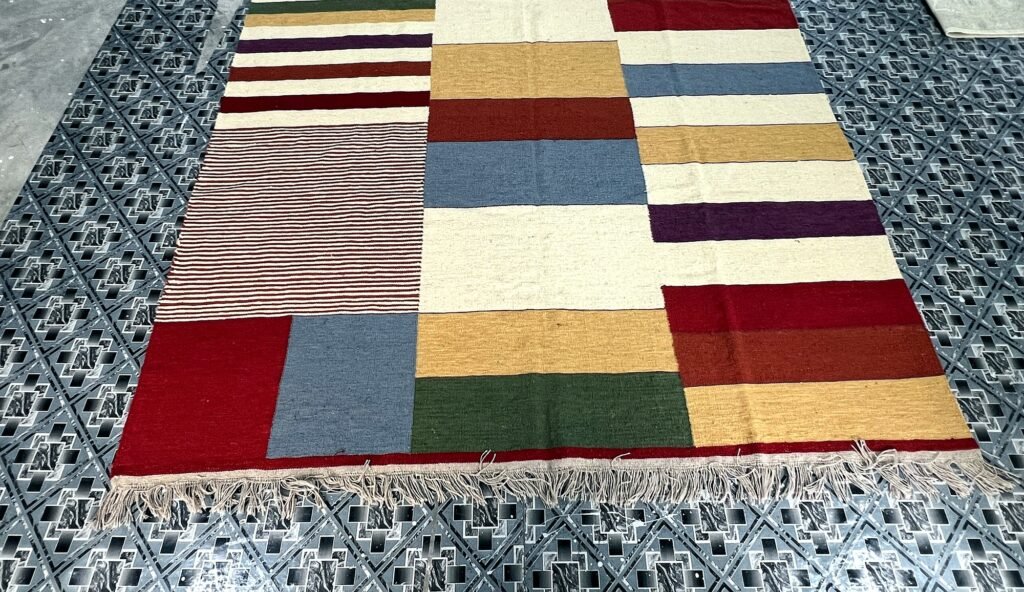 Handwoven multicolor patchwork kilim rug | The Rugs Curator — Pakistani Premium Rugs