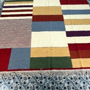 Handwoven multicolor patchwork kilim rug | The Rugs Curator — Pakistani Premium Rugs