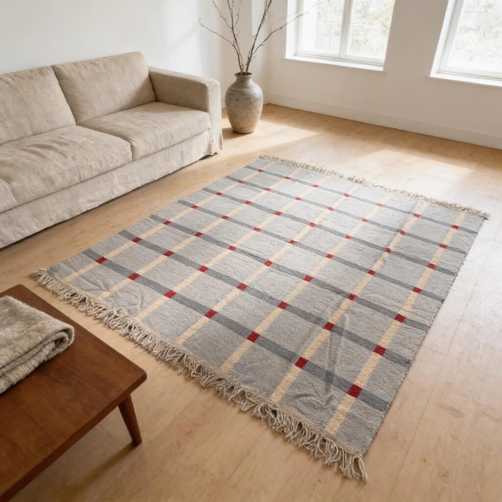 LIGHT BLUE STRIPE STYLE KILIM RUG